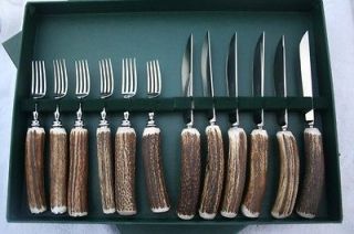 BRAND NEW SIX PAIRS OF GENUINE STAG STEAK KNIVES & FORKS SHEFFIELD