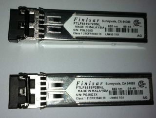 2x Finisar 2GB GBIC SFP 850nm Modules FTLF8519P2BNL   NEW()