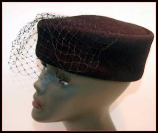 vintage hat black pillbox veil frank olive designer time left