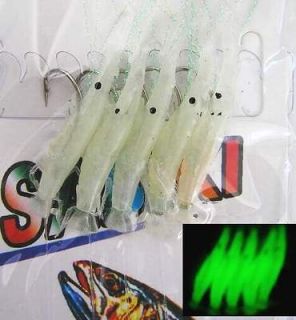 Pks Saltwater Glow in Dark Shrimp Sabiki Bait Rigs 5x Hooks for Live 