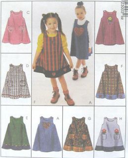 Girls Dress Sewing Pattern Button Shoulders Trim Variations Contrast 