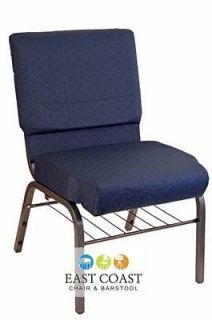   Deluxe Pillow Soft Navy Blue Fabric Church Chair/Stacking Chair   SALE