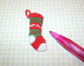 Miniature Hand Knit Christmas Socks Stockings DOLLHOUSE Miniatures 1 