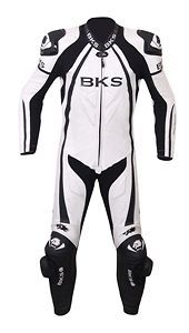 bks leopard 1 piece leather race suit white uk 44