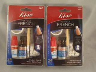 KISS PERFECT FRENCH ACRYLIC SCUPTURE NAIL KIT #00376   WHITE TIPS LOT 