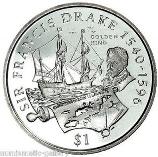  VIRGIN ISLANDS $1 2004 UNC  FRANCIS DRAKE & SHIP GOLDEN HIND