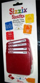 sizzix sizzlits 4 die birthday set gift cupcake party time