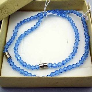 Blue Bicone Crystal Gemstone Beads Magnet Anklet Bracelet 