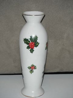 Lefton HOLLY Bud Vase Japan   Christmas Holiday Poinsettia 7942