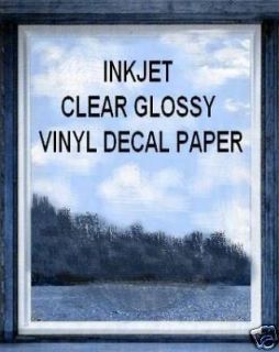 INKJET Self Adhesive Glossy Vinyl Decal Paper   1 Sheet CLEAR