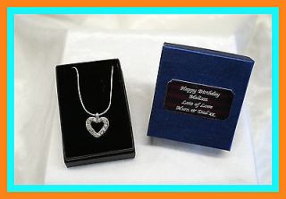 Heart Necklace Personalised Gift Box Mum/Bridesmaid/18th/21st/30th 