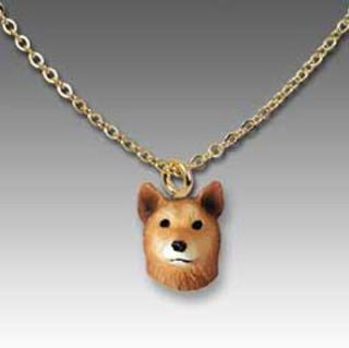 Finnish Spitz Hand Painted Dog Figurine Jewelry Necklace Necklace