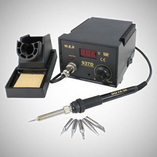   Solder Soldering Iron Station Welding LED Display w/ Stand & 5 Tips