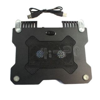 USB 2 Fans Aluminum Cooling Pad Cooler Tray Stand for Netbook Laptop 