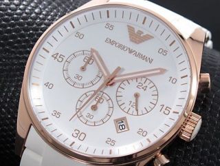   EA Brand Womens White Chronograph Sportivo Silver Dial Watch   AR5920