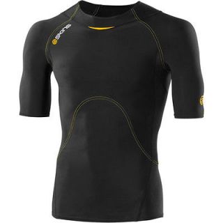 Mens Skins Compression A400 Short Sleeve Top Shirt Black Yellow *New 