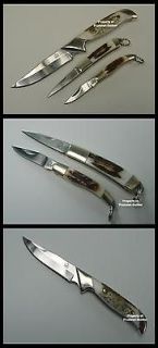   PUMA Tec Folding Pocket Miniature Knife Set Stag Knives In Gift Box