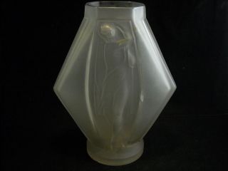 Glass Vase by Sevin Etling France with Sculpted Woman art nouveau ca 