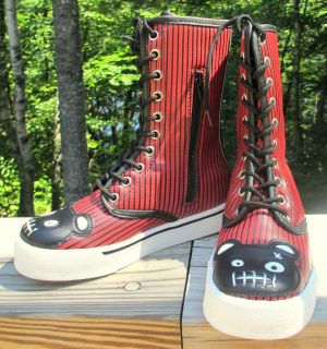   10 11 Red Pinstripe ZOMBIE TEDDY BEAR Extra High Top Sneakers