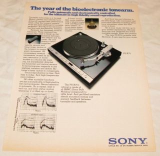 vintage sony ps x75 stereo turntable print ad 1980 time