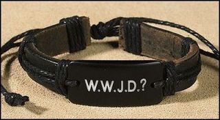 WWJD Leather Bracelet Catholic Gift Adjustable Bracelet What Would 