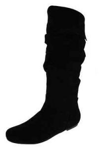 Steve Madden NEW Bonanza Black Suede Fold Over Knee High Boots Shoes 6 