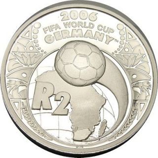elf south africa 2 rand 2005 proof world cup soccer