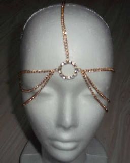 strands gold color metal head chain headpiece from china