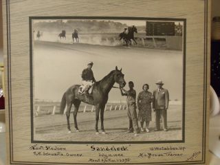1944 HORSE RACING PHOTO, FORT STEUBEN SANDCLOCK JOCKEY W. McCADDEN