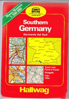 Vintage Hallwag Southern Germany Large Fold out Map 1989 90