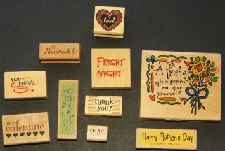 Text WM Rubber Stamps YOUR CHOICE Thank You, Just a Note, Handmade 
