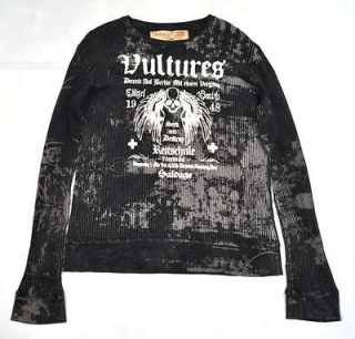 salvage vultures thermal long sleeve black shirt x large time