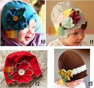 Girls Baby Toddler Cotton Hat Flower Blue Gray Multi Red Brown New NWT 