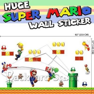 Huge Super Mario Wall Stickers Giant 145cm (H) X 233cm (W) Room Decor 