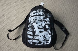   Fox Racing Black White Amplified Backpack Bookbag School Bag Case