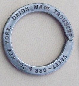 Antique Advertising Key Ring Sweet & Orr & Co New York Union Made 