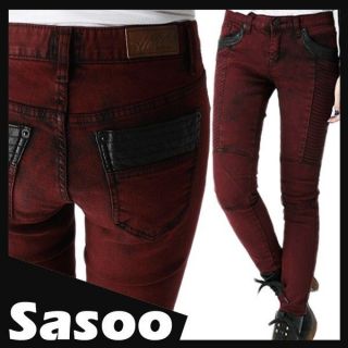   STITCH detailed sexy funky skinny jeans RED WINE 2627282930