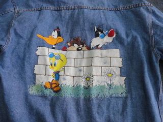   Large Looney Tunes Denim Jacket Taz, Daffy, Tweety, Sylvester Coat