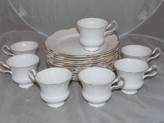 Set 11 Vintage Royal Victoria English Bone China Snack Plates & 7 Cup