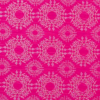 Flocked Taffeta Fabric  Fuschia Pink & Black Damask Flocking