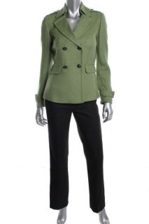 Tahari NEW Charlie Green 2 PC Wool Double Breasted Jacket Pant Suit 10 