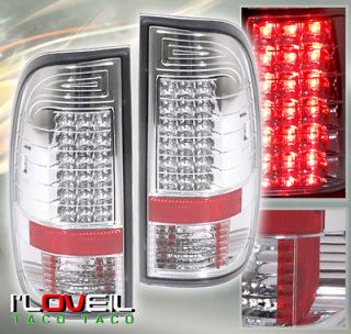   FORD F 150 F 250 F 350 CLEAR LENS LAMPS CHROME LED REAR TAIL LIGHTS 01