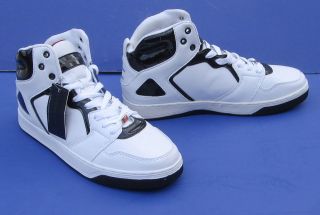 US POLO ASSN MENS WHITE & BLACK HIGH TOP SNEAKERS SHOES SYNTHETIC 
