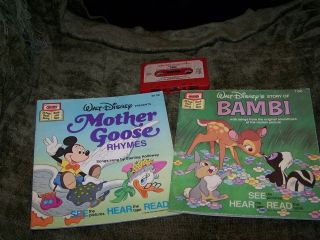 Disney Bambi/Mother Goose Rhymes Read Alongs BOOK on TAPE Cassette