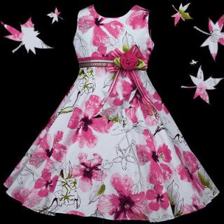 w123 White Pink Summer Wedding Birthday Party Flower Girls Dress 4 5y 