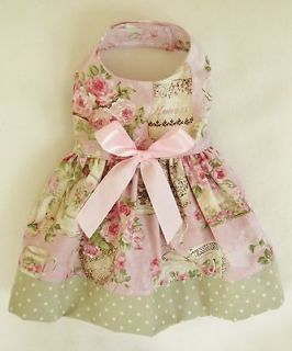 XS New Tea Rose Baby pink and Green Dog dress clothes pet apparel