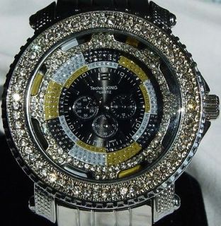  OUT HIP HOP PLATINUM BAND 50 CENTS TECHNO KING BLING BLING WATCH GRILZ
