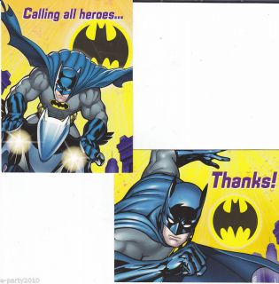 BATMAN INVITATIONS & (8) THANK YOU CARDS ~ Super Hero Party 