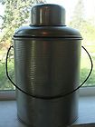 Aluminum thermos with cup, glass insert and screw off top, old, handle 