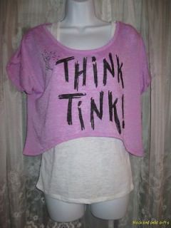   Disney Couture Peter Pan Think Tink Pink Shirt & White Tank Top